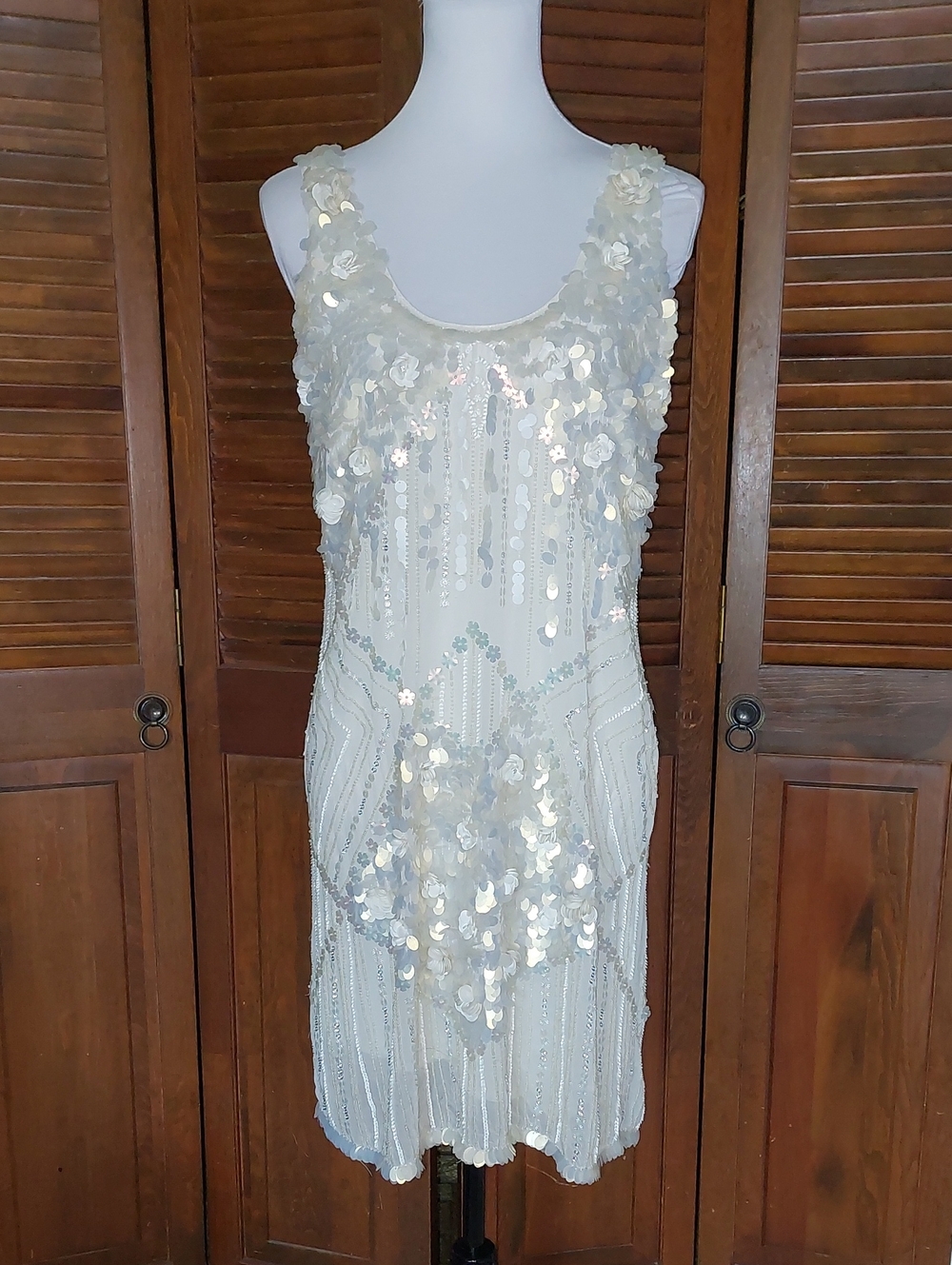 ASOS DESIGN Ivory Embellished Mini Shift Dress Sz 8